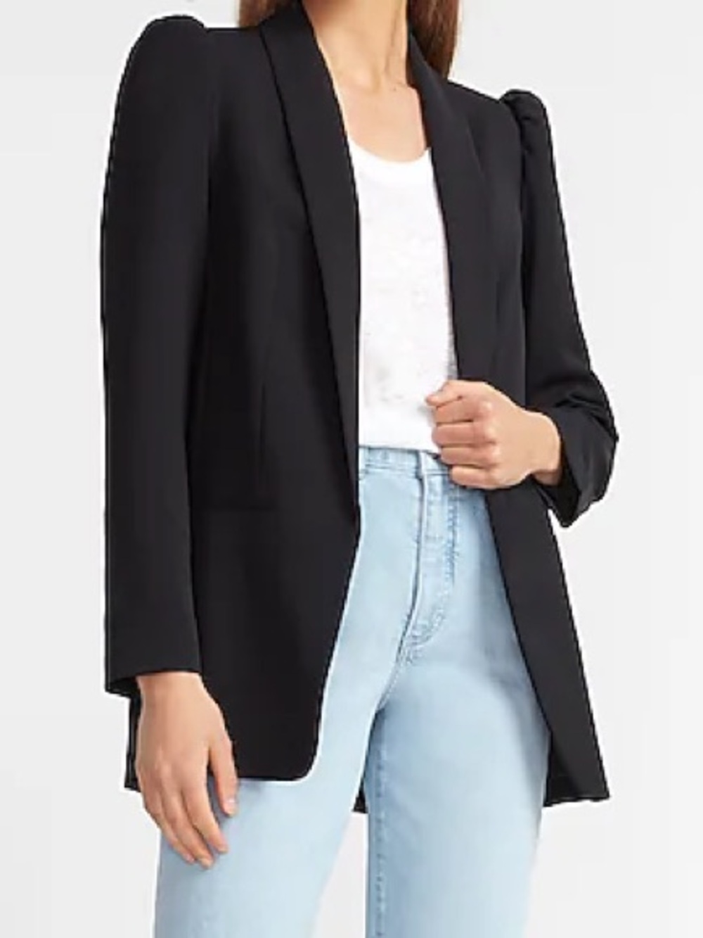 Express Long Puff Sleeve Boyfriend Blazer